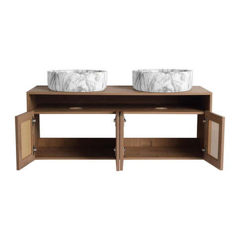 Bathroom Vanity With Art Sink, 2 Soft Close Doors, Float Mounting Design