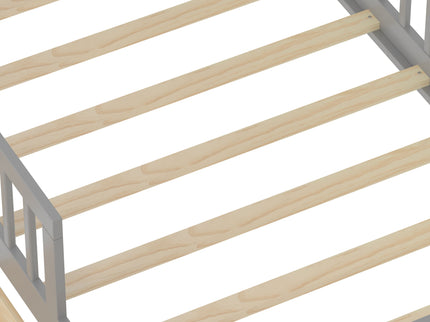Bed With Headboard Storage Rack, 2 Under Bed Drawers, 3 Side Guardrails For Safety