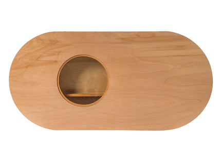 Fluted Oval Coffee Table With Drawers, 2 Tier Cocktail Table