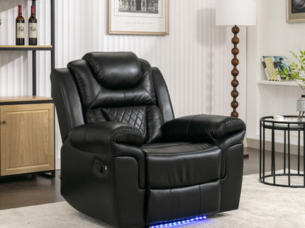 Home Theater Seating Manual Recliner Chair, Led Light Strip For Living Room - Black