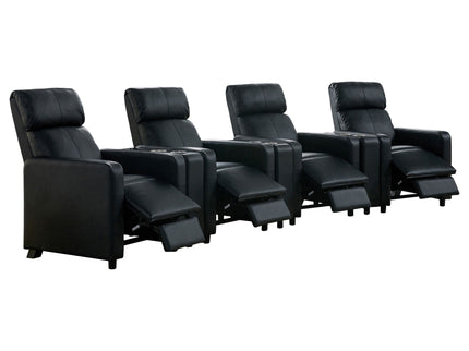 Warren - 4 Seater Home Theater With 3 Wedge Consoles - Black