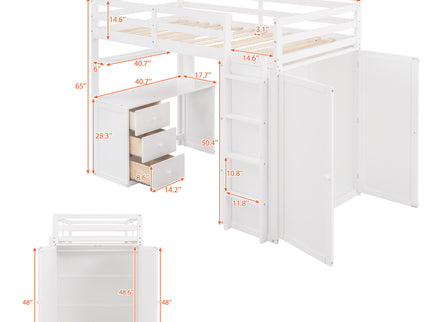Loft Bed With Drawers, Desk, And Wardrobe