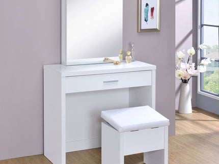 Walsh - Makeup Vanity Table With Mirror And Stool - White