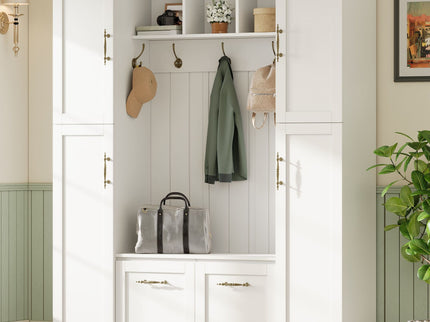 Hall Tree With 4 Side Cabinets