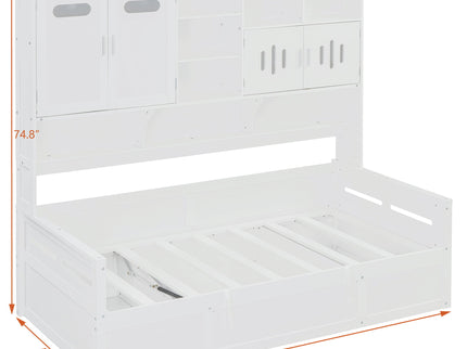Daybed With All-In-One Cabinet And Shelf
