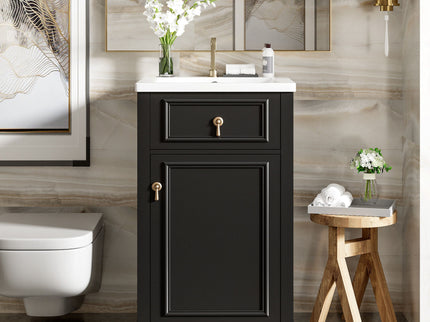 Elegant Bathroom Vanity With Ceramic Sink, Soft Close Door, Adjustable Shelf
