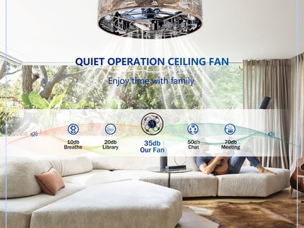 20" Iron Art Ceiling Fans With Remote, Flush Mount Ceiling Fan With 6 Speeds Reversible Motor, Not Included Bulbs - Blush / Gold / Bronze