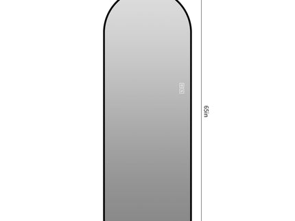 65" X 24" Arched LED Full Length Mirror With Frame, 3 Color Temperatures & Stepless Dimming - Black