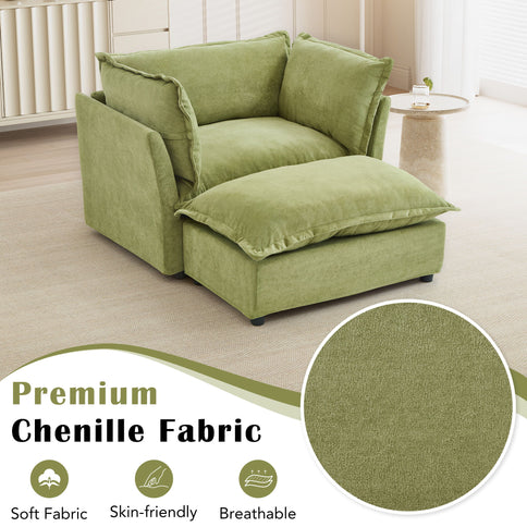 Modern Armchair Sofa With Movable Ottoman