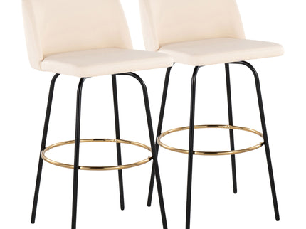 Toriano - Contemporary Fixed Height, Barstool With Swivel & Round Footrest (Set of 2)