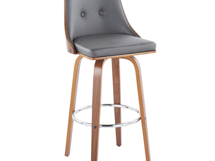 Gianna - Mid Century Modern Fixed Height Barstool With Swivel With Round Footrest (Set of 2)
