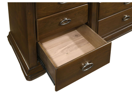 Leonide - 9 Drawer Dresser With Mirror - Cherry