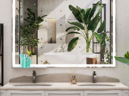 LED Bathroom Vanity Mirror Wall Mounted Adjustable / Warm / Natural Lights Anti-Fog Touch Switch With Memory Modern Smart Large Bathroom Mirrors