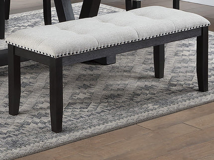 Upholstered Dining Bench With Tufted Seat And Nailhead Trim - Antique Black