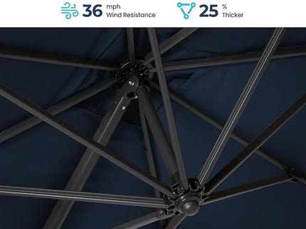 Round Cantilever Patio Umbrella With 360 Rotation & Infinite Tilt Adjustment