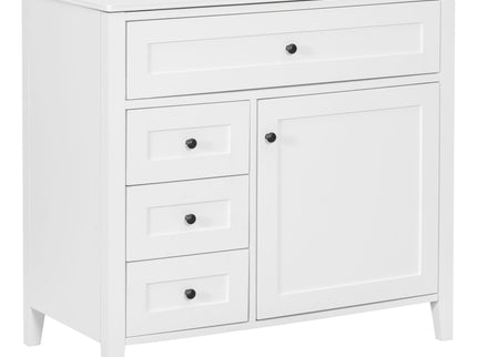 Bathroom Vanity With Sink, 3 Drawers & Cabinet With Adjustable Shelves