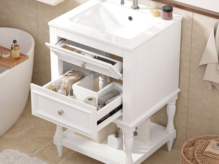 Retro Design Bathroom Vanity With Sink, 2 Drawer Storage Cabinet