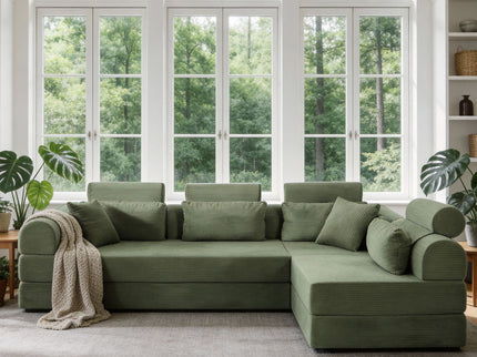 Modern L-Shape Modular Sectional Sofa, Compressed Design
