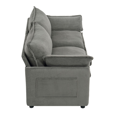 Modern Loveseat Sofa, Upholstered Couch With Side Storage Pockets