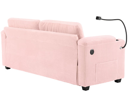 Sleeper Sofa Loveseat Sofa With Full Size Mattress, 2 USB Ports, 2 Cup Holders, 2 Side Pockets And Phone Holder