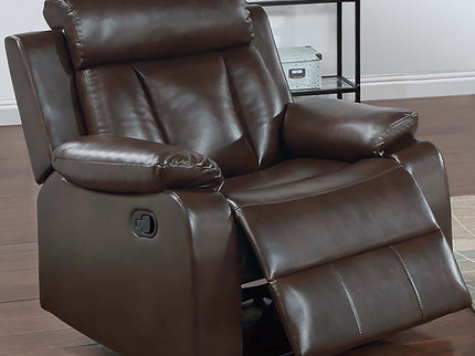 Leatherette Recliner With Pillow Arms And Headrest For Living Room - Brown