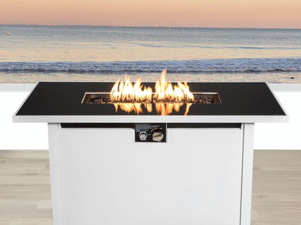 Outdoor Fire Pit Table With Lid - White / Black