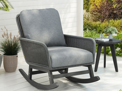 Contemporary Minimalist Wicker Rocking Chair With Soft Cushions