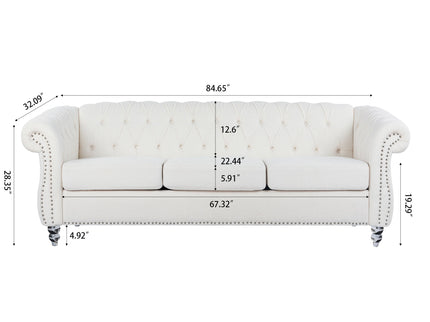 Rolled Arm Chesterfield 3 Seater Sofa