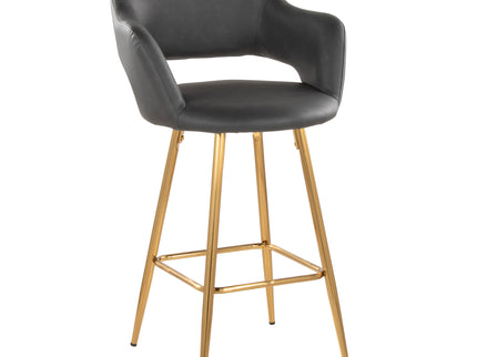 Margarite - Contemporary Fixed Height Counter Stool With Footrest (Set of 2) With Square