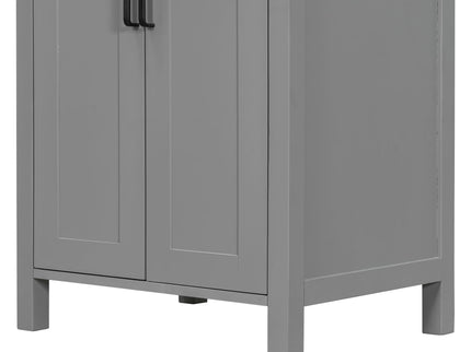 Bathroom Vanity With Ceramic Sink, Soft Close Doors, Flip Drawer, Double Layer Door Shelves