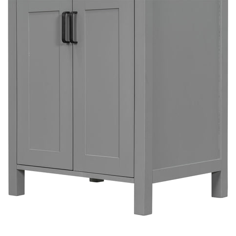 Bathroom Vanity With Ceramic Sink, Soft Close Doors, Flip Drawer, Double Layer Door Shelves