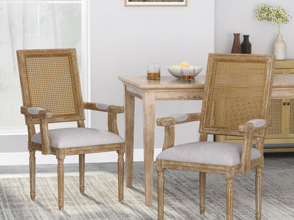 Elegant French Country Style Dining Chair With Cane Backrest