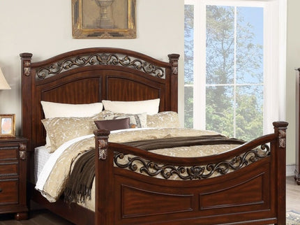 3 Piece Bedroom Set, Elegant Panel Bed With 2 Nightstands