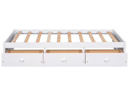Twin Size Platform Storage Bed With 3 Drawers - White