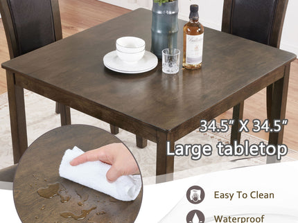 5 Piece Dining Table Set With Chairs - Dark Walnut