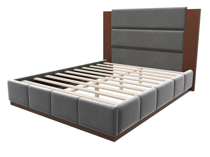 Modern Upholstered Platform Bed With Extended Headboard