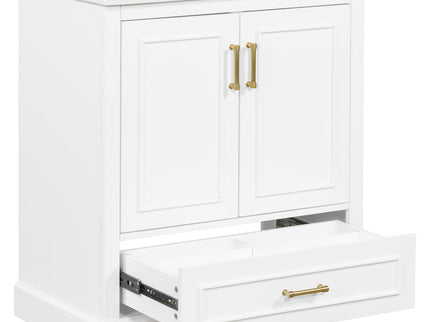 Bathroom Vanity With Sink, 1 Divided Drawer And 2 Soft Close Doors With Double Shelf