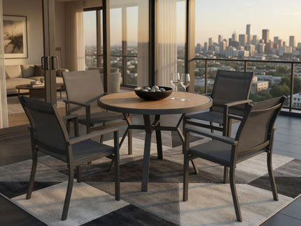 5 Piece Patio Dining Set & Table And Chairs For Outdoor Use - Gray