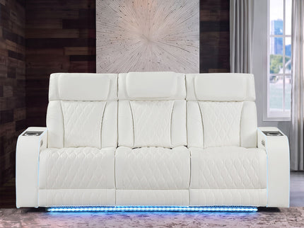 Electra - Power Reclining Sofa With Power Headrests, Drop Down Table, Reading Light, Massage, LED Lighting And USB Control