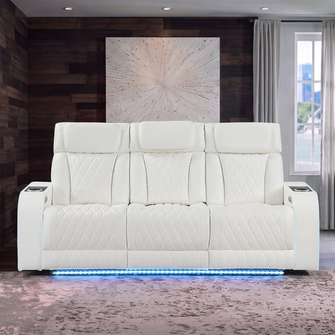 Electra - Power Reclining Sofa With Power Headrests, Drop Down Table, Reading Light, Massage, LED Lighting And USB Control
