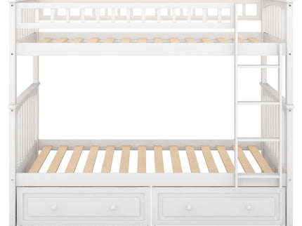 Twin Over Twin Bunk Bed With Drawers, Convertible Beds