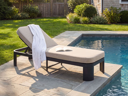 Outdoor Chaise Lounge With Cushion, 5 Position Adjustable Backrest