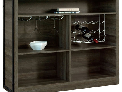 Garrison - 5 Shelf Home Bar Wine Cabinet With Stemware Racks And 12 Bottle Wine Storage - Oak