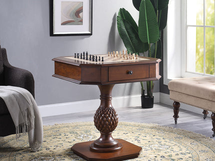 Bishop - Reversible Chess Checker Game Table With Game Tray (Chess Fingures Not Included) - Cherry