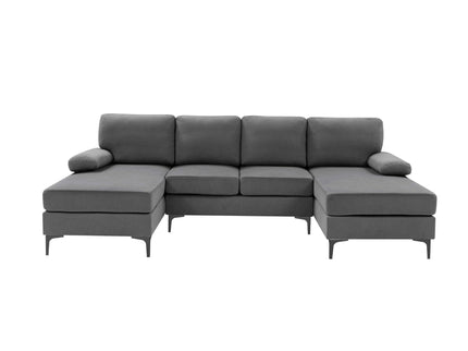 U - Shape Sectional With Legs, Pillow Top Arms - Dark Gray