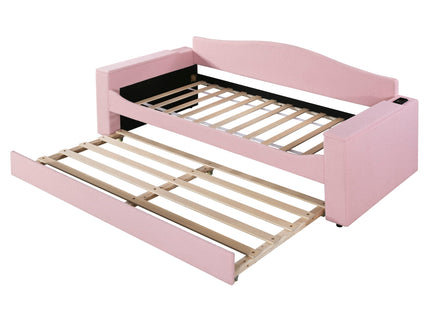 Upholstered Daybed With Storage Armrests, Trundle And Latest Integrated tooth Audio System