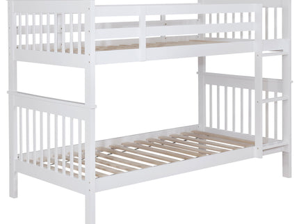 Madison - Twin Over Twin Bunk Bed With Slatted Design - White