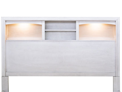 Bed With Built In LED Lights And Open Shelves