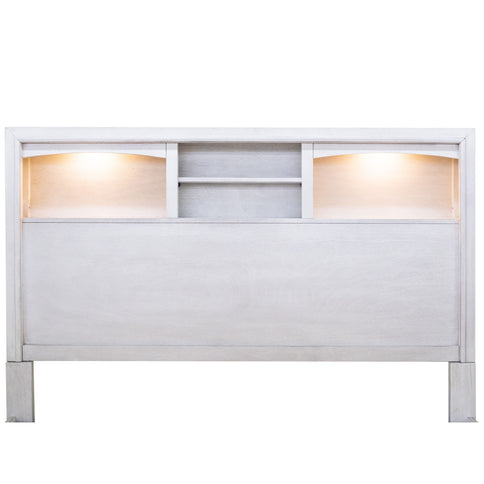 Bed With Built In LED Lights And Open Shelves