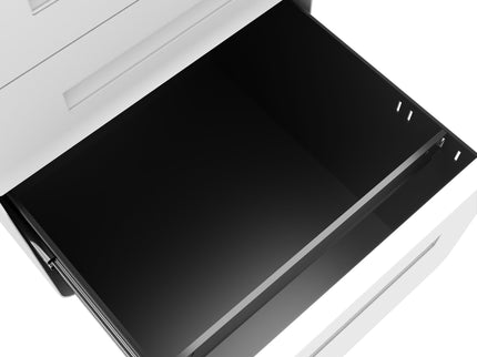 3-Drawer Mobile File Cabinet With Lock, On Wheels, Two Shallow & One Deep Drawer For Office/Home, Fully Assembled - White